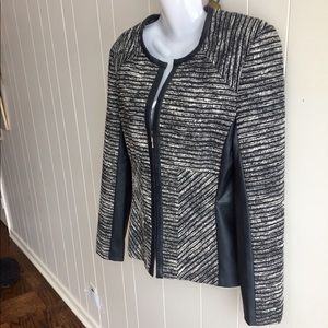FINAL SALE- Fitted Jacket with faux leather trim